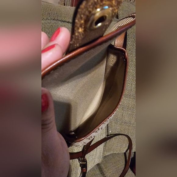 Dooney and Bourke Monogrammed Tan Canvas and Leather Mini Crossbody EUC - Picture 10 of 13